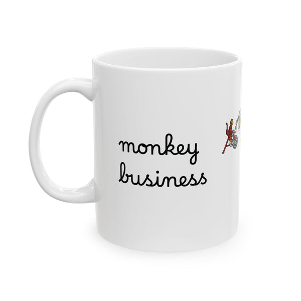 Monkey Business Mug — The Incredible Machine 90's video game: Quirky Rube Goldberg Machine Illustration