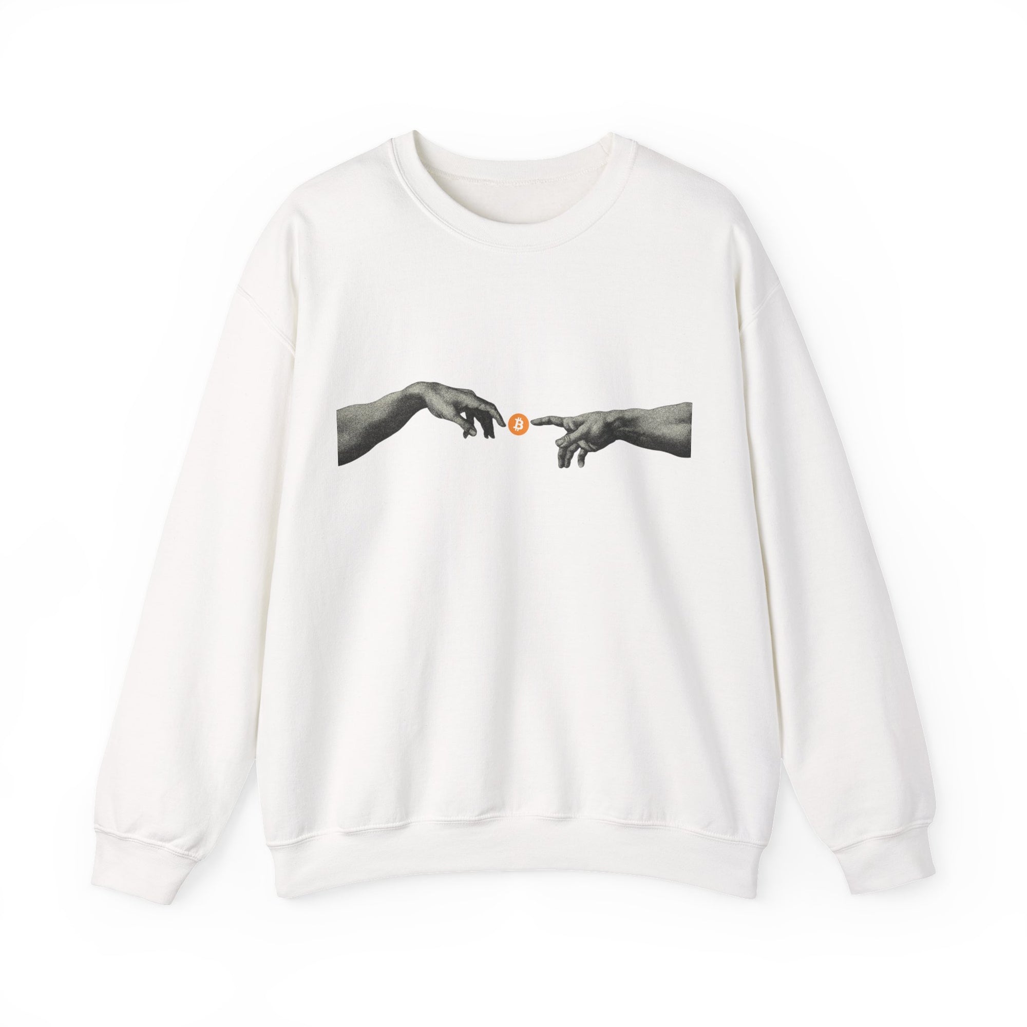 Bitcoin Michelangelo Hands Crewneck Sweatshirt