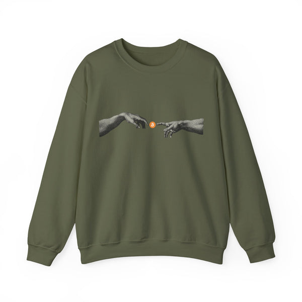 Bitcoin Michelangelo Hands Crewneck Sweatshirt