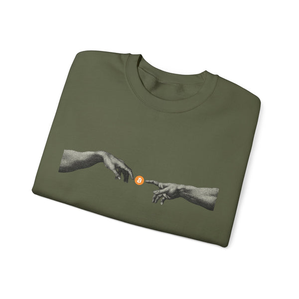 Bitcoin Michelangelo Hands Crewneck Sweatshirt