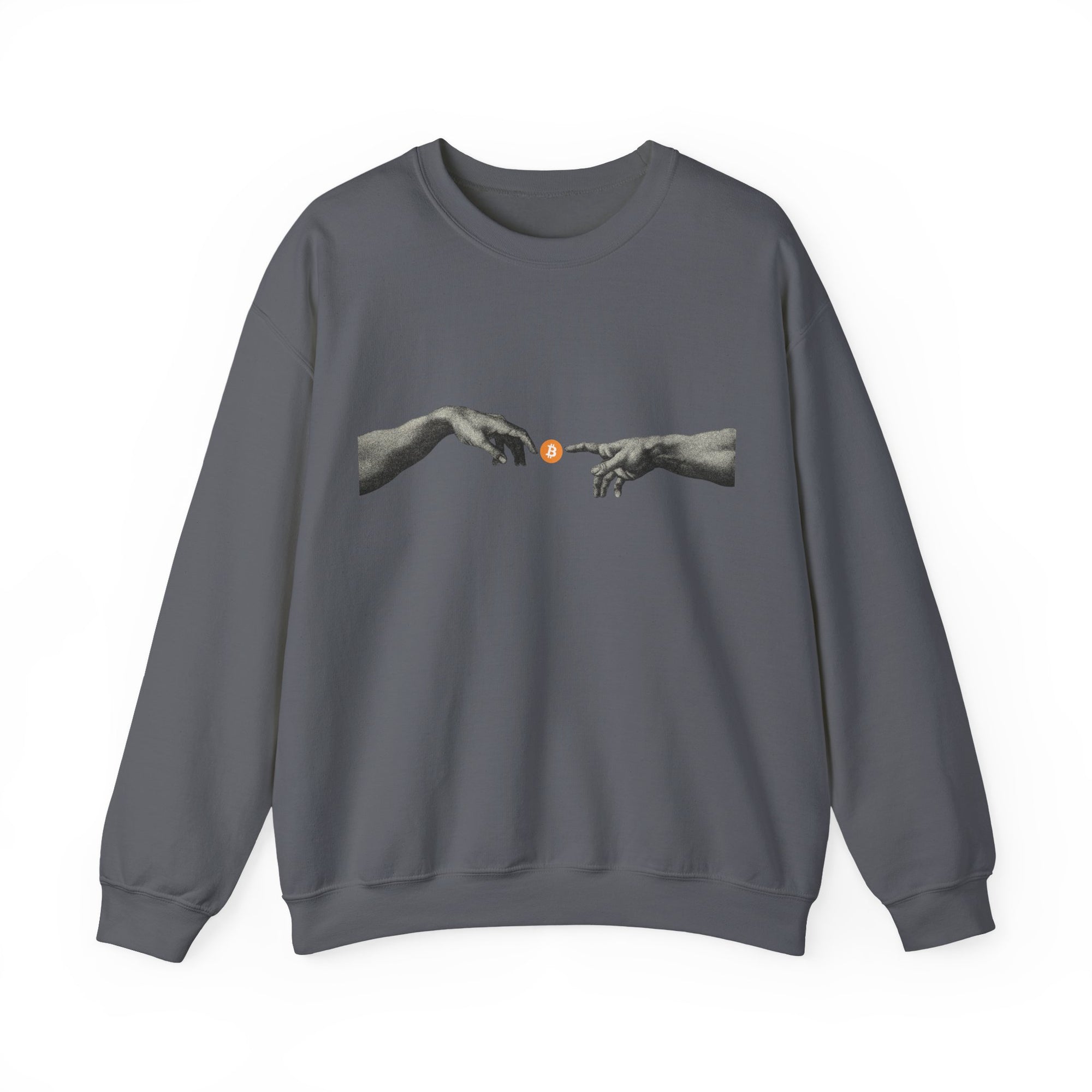 Bitcoin Michelangelo Hands Crewneck Sweatshirt
