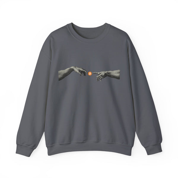 Bitcoin Michelangelo Hands Crewneck Sweatshirt
