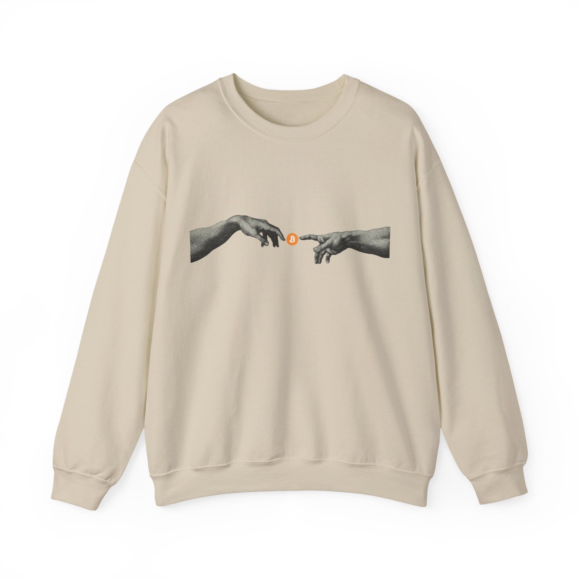 Bitcoin Michelangelo Hands Crewneck Sweatshirt