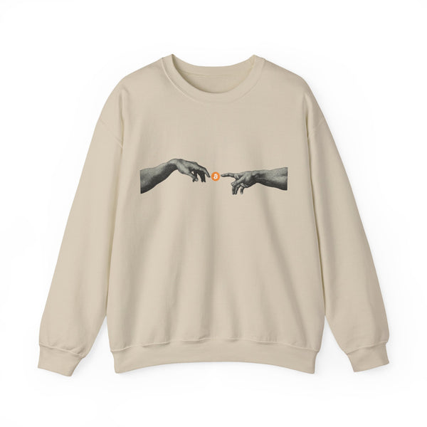 Bitcoin Michelangelo Hands Crewneck Sweatshirt