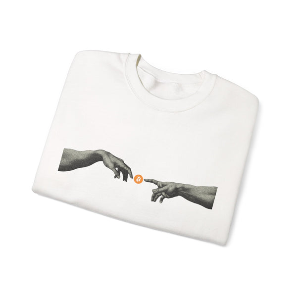 Bitcoin Michelangelo Hands Crewneck Sweatshirt