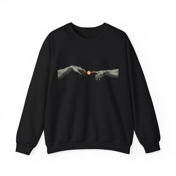 Bitcoin Michelangelo Hands Crewneck Sweatshirt