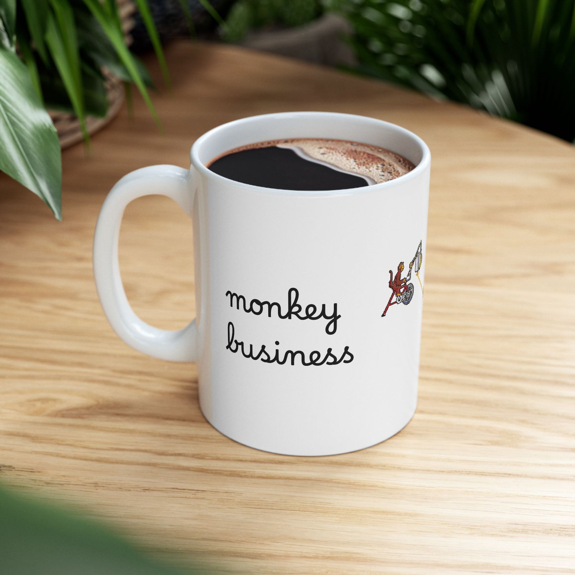 Monkey Business Mug — The Incredible Machine 90's video game: Quirky Rube Goldberg Machine Illustration