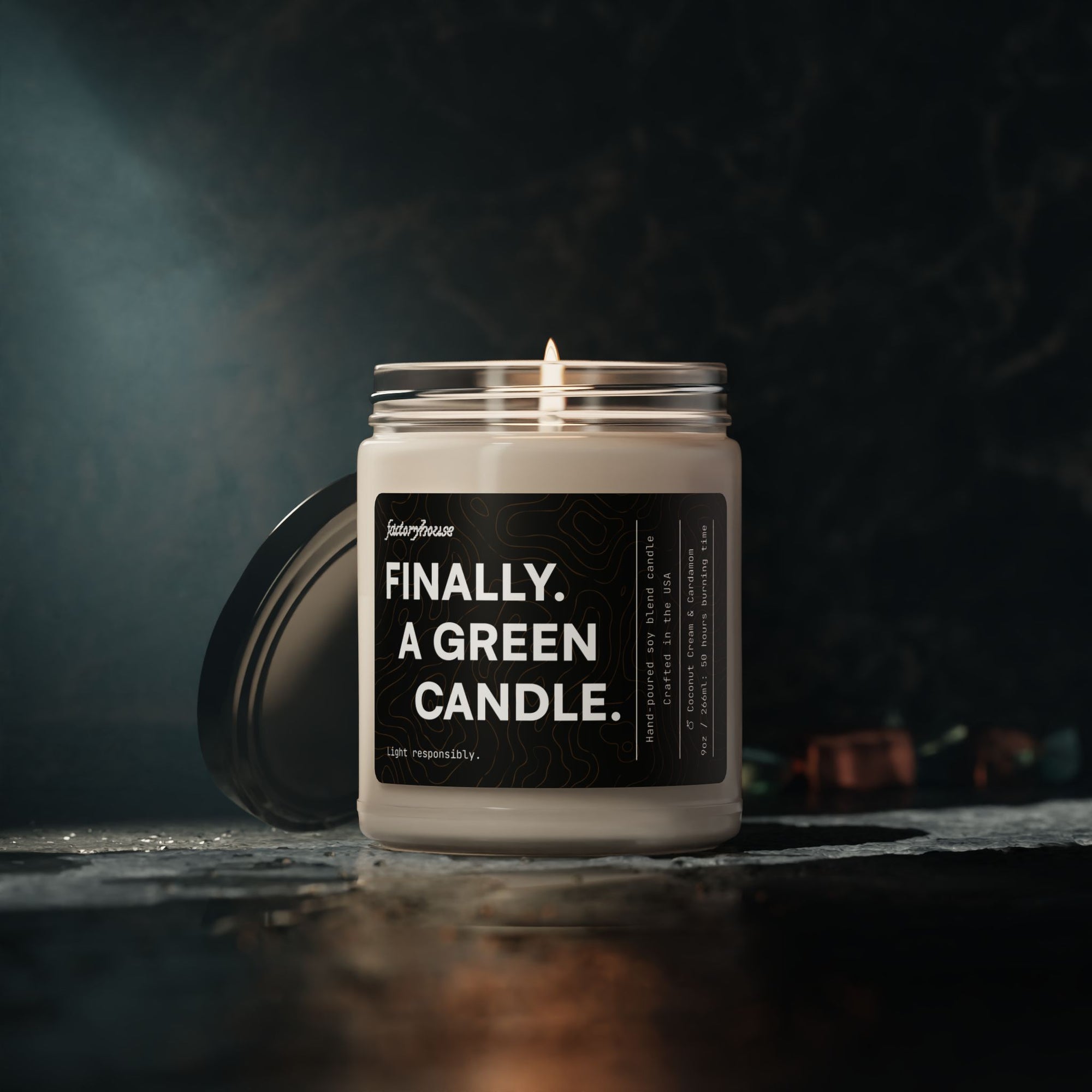 "Finally. A Green Candle" Candle