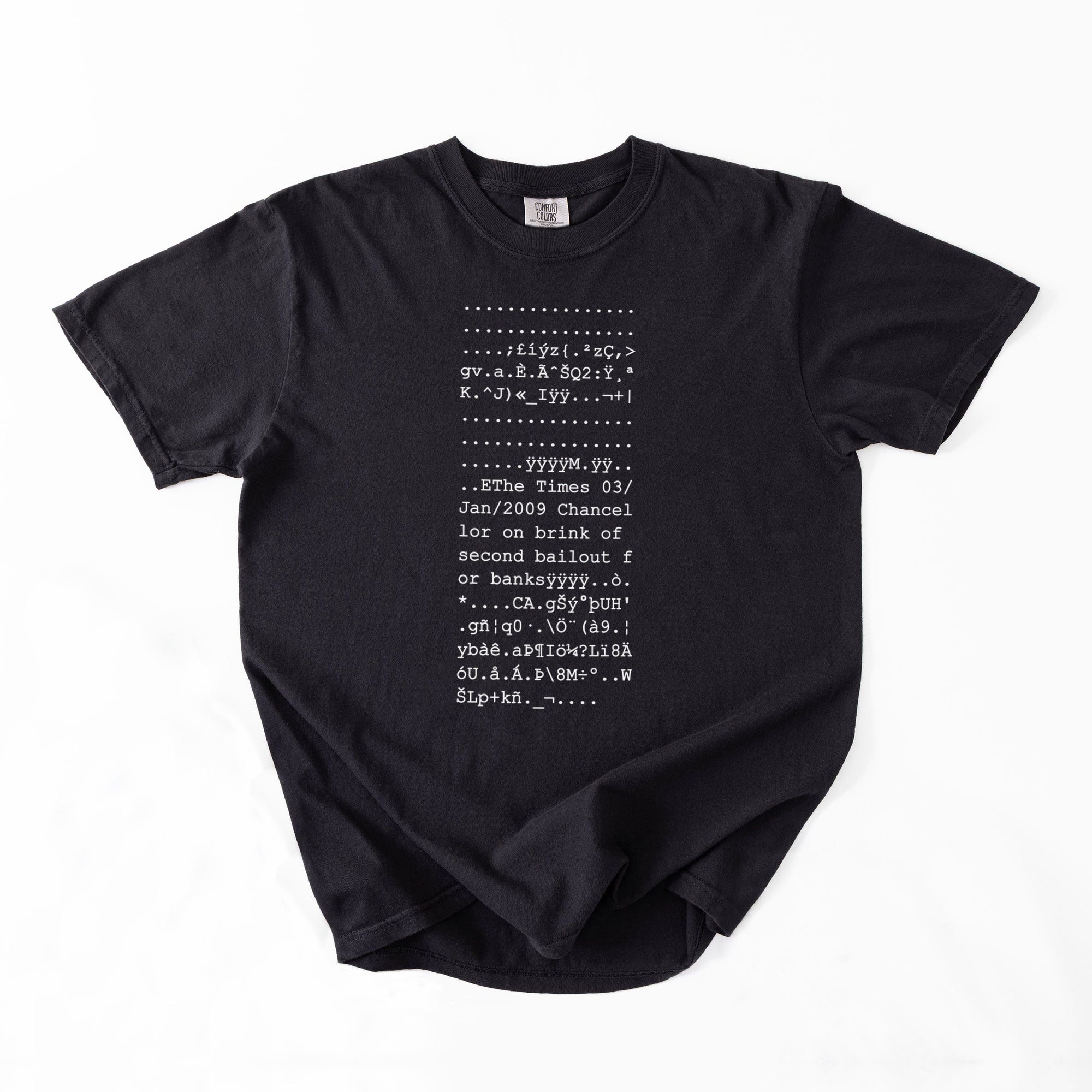 Bitcoin Genesis Block T-Shirt · ASCII column