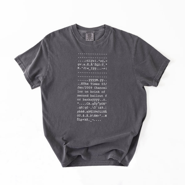 Bitcoin Genesis Block T-Shirt · ASCII column