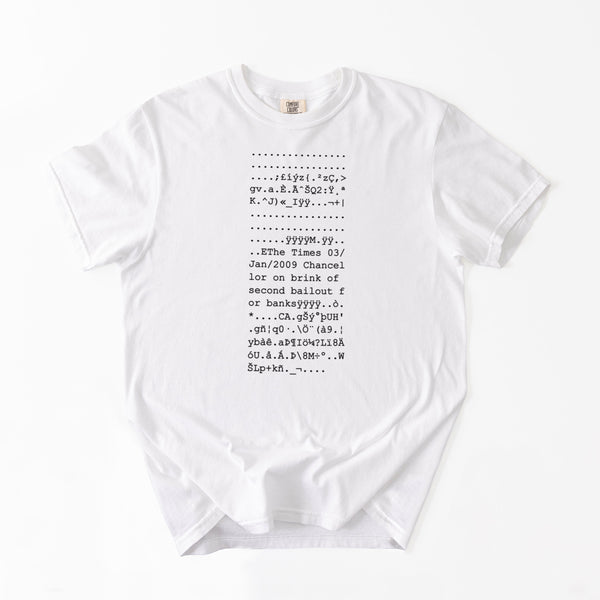 Bitcoin Genesis Block T-Shirt · ASCII column