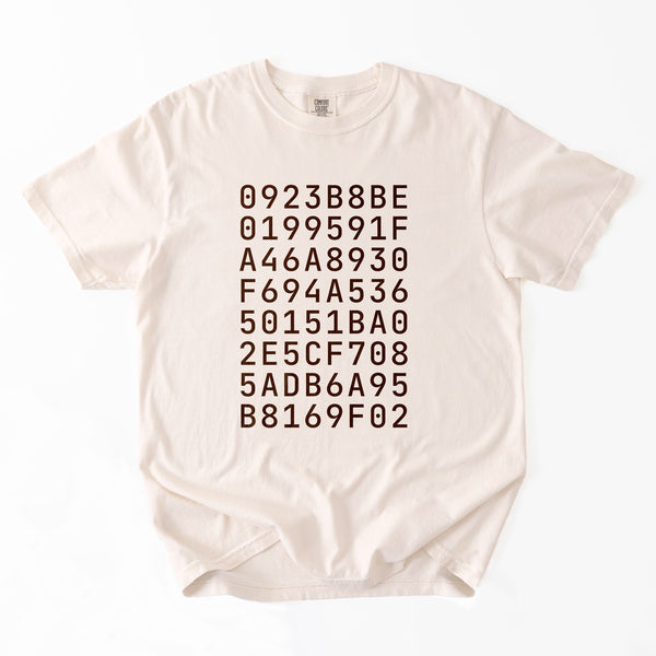 Custom SHA-256 Hashed Message T-Shirt · B/W