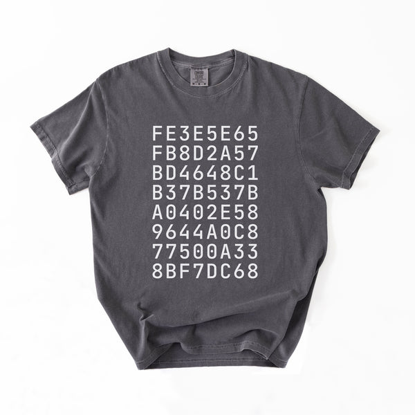Custom SHA-256 Hashed Message T-Shirt · B/W