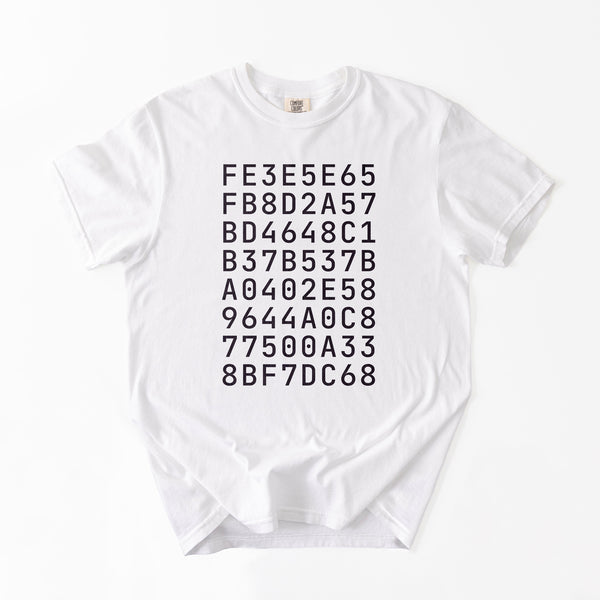 Custom SHA-256 Hashed Message T-Shirt · B/W