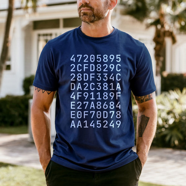 Custom SHA-256 Hashed Message T-Shirt · B/W